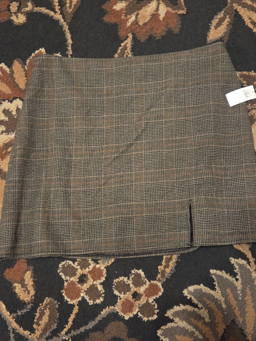 Plaid Brown Mini Skirt with Subtle Orange Accent